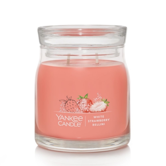 NIP Yankee Candle White Strawberry Bellini 13 oz Small Candle!
